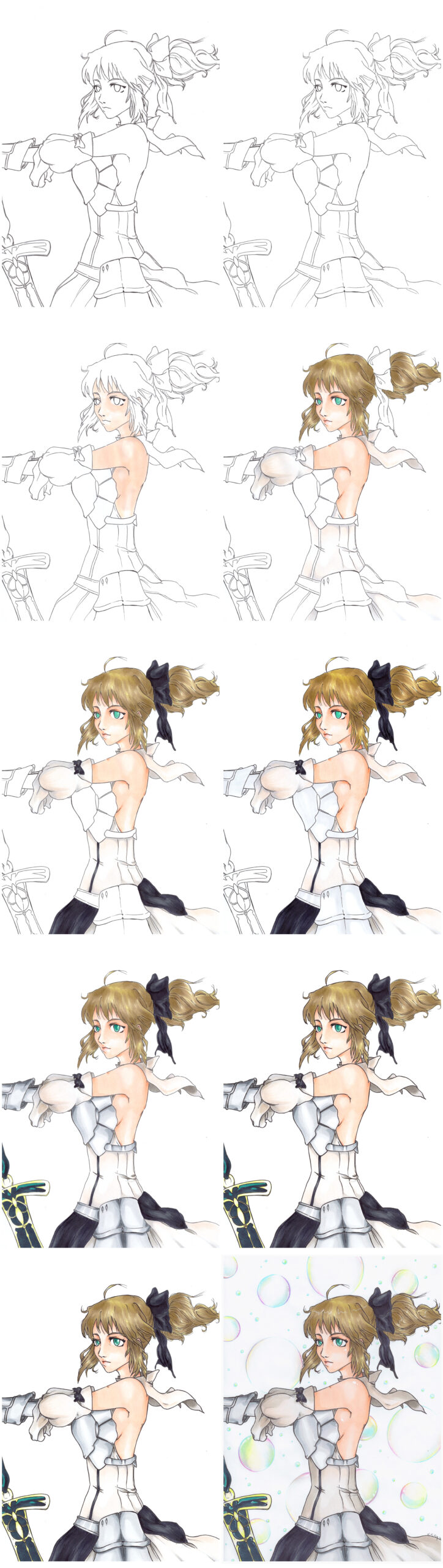 traditional art drawing marker coloring fate saber fanart